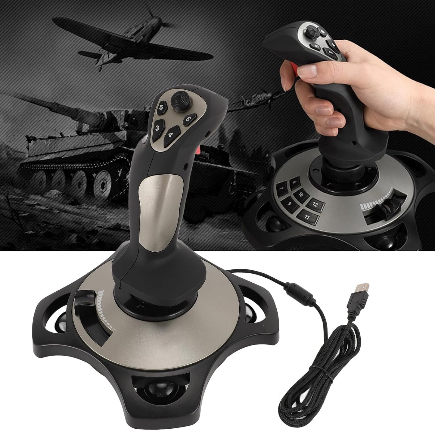 XUMIUZIY PC Flight Joystick Control, USB Wired Flight Stick with Vibration Function and Throttle Control, Universal Simulation Controller Joystick for PC Computer Laptop, 7/8/10/11