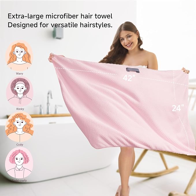 2 Packs Large Microfiber Hair Towel Wrap - Image 3