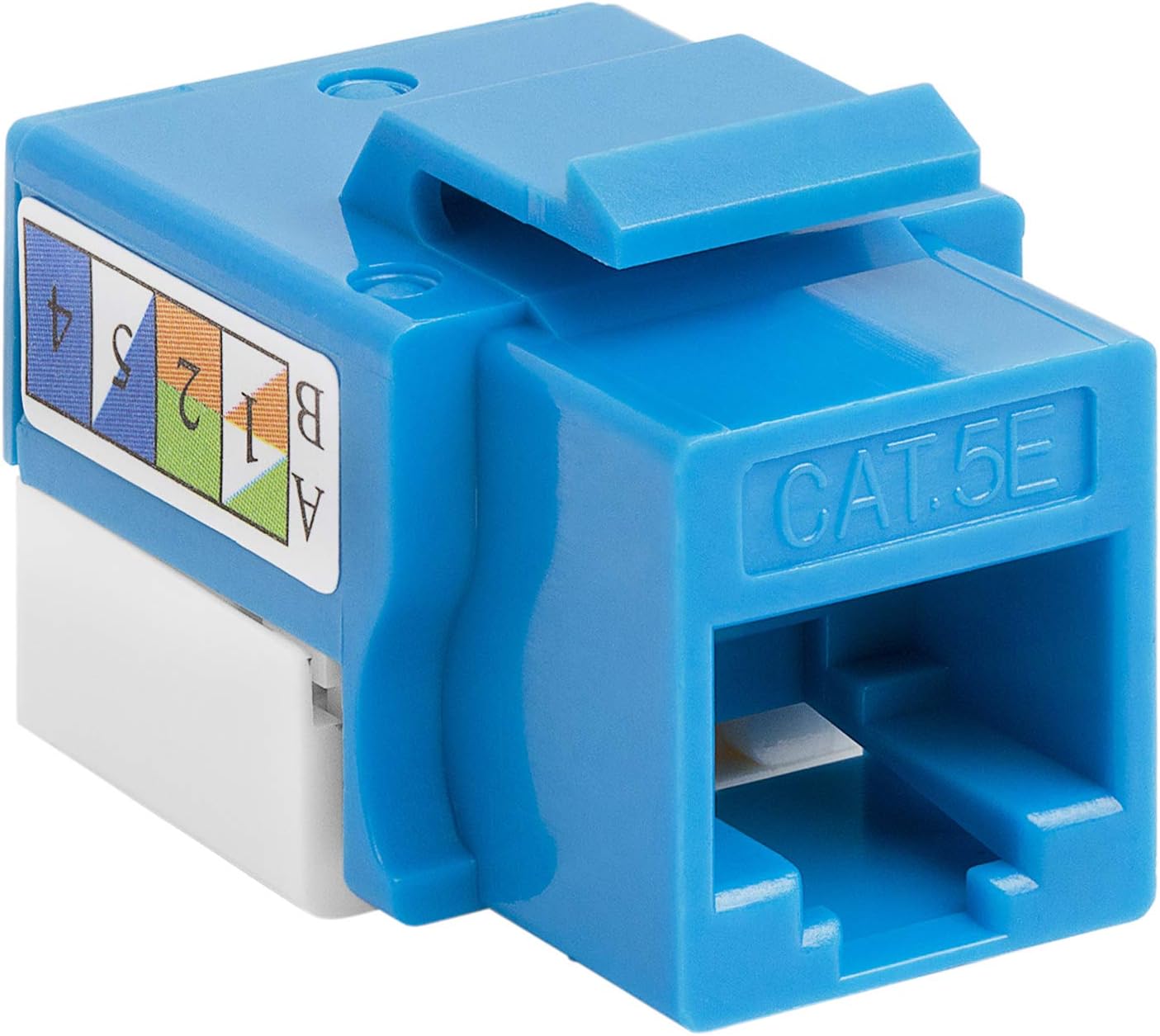 Cmple - 10 Pack Cat5e Keystone Jack Insert Punch Down RJ45 Connectors RJ45 Keystone Jack 90 Degree Female for Wall Plates, Patch Panels, Patch Cables, Ethernet Cables - Blue