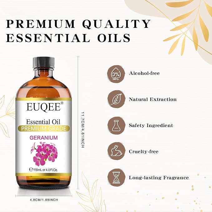 EUQEE Geranium Essential Oil 118 ml Pure Geranium Oil - Image 5