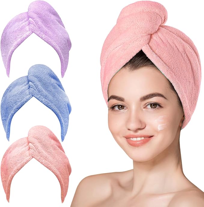 3 Pack Microfiber Hair Towel Wrap by YHPDYL