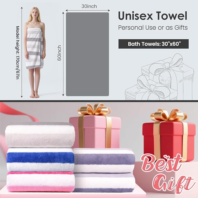 JML Microfiber Bath Towels Set of 2, Super Absorbent, Fast Drying Large Bath - Image 2