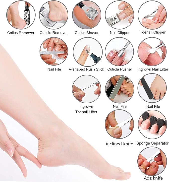 EKOCSIO Professional Pedicure Kit, 36 in 1 Stainless Steel Foot Care Kit Foot - Image 2