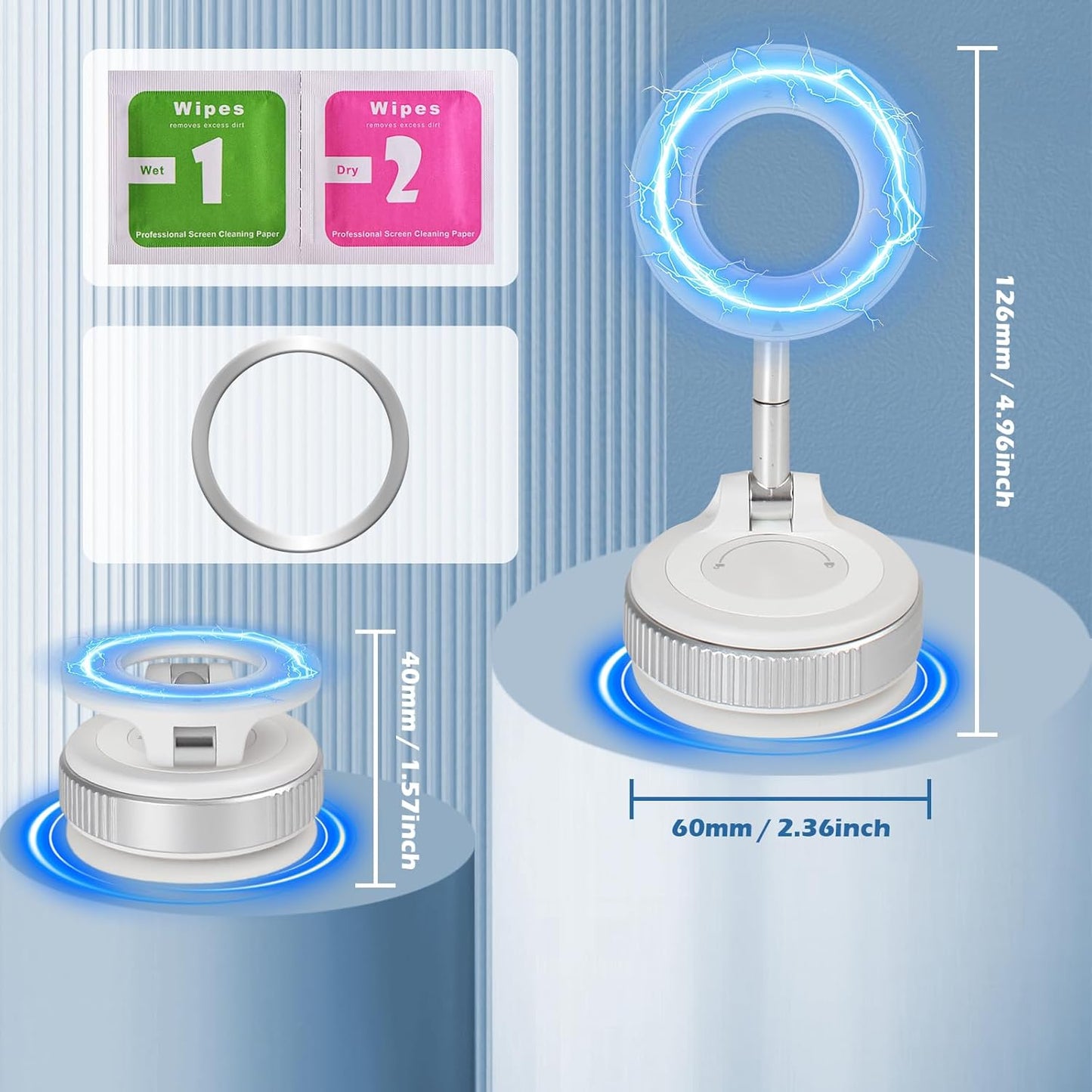 2025 Premium 360° Magnetic Car Phone Mount - Ultra-Strong Vacuum Suction for iPhone 16 Pro Max/Android - Foldable Adjustable Holder for Car/Truck/Gym/Home - Secure No-Slip Design (White)