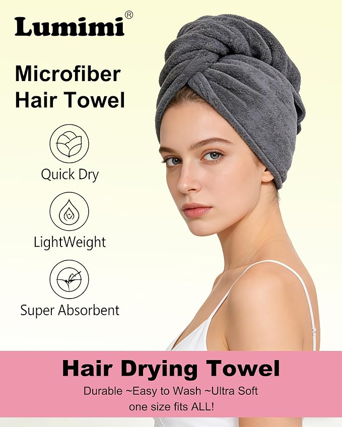 Lumimi 6 Pack Microfiber Hair Towel Wrap - Image 2