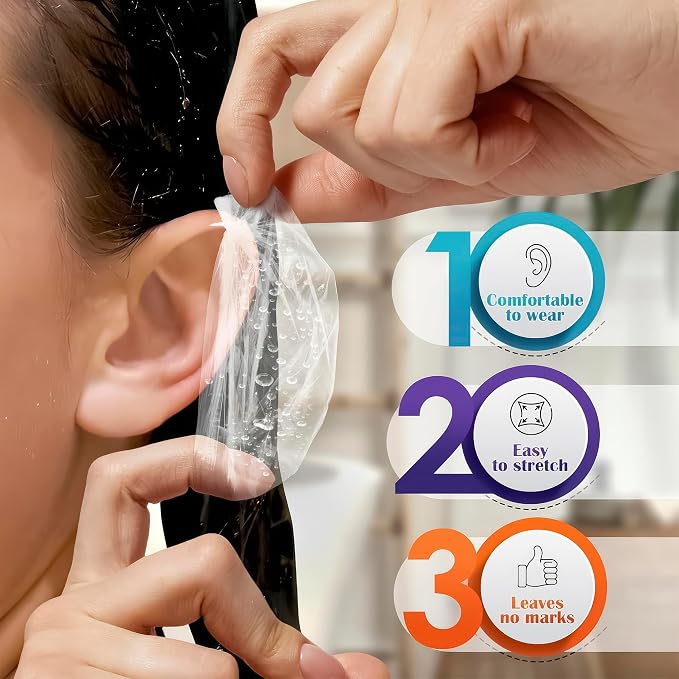 100 Pcs Ear Cover for Shower – Disposable Ear Covers for Hair Dryer – Easy to - Image 4