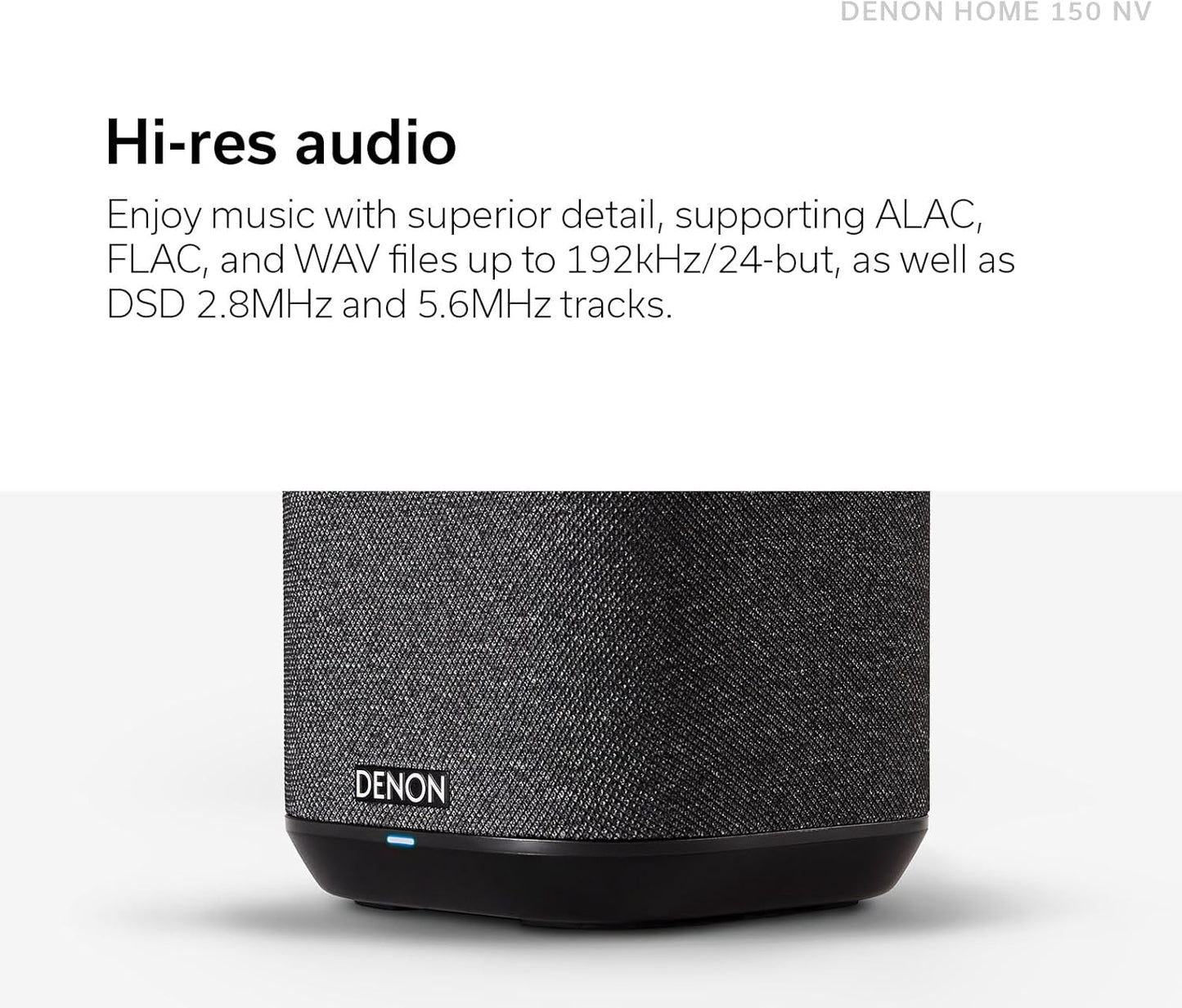 Denon Home 150 NV Wireless Speaker (Black), 1" Tweeter, 3.5" Woofer, Home Speaker with HEOS Built-in, AirPlay 2, and Bluetooth, Multi-Room Streaming, Simple Setup, Compact Design