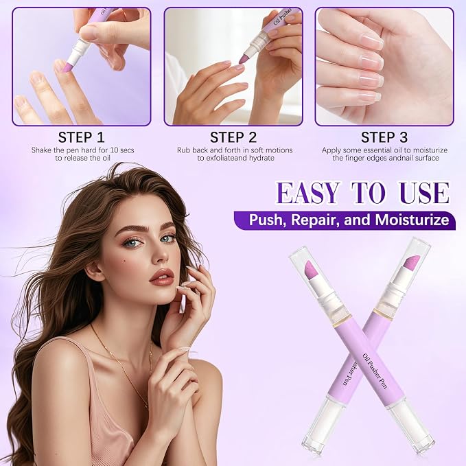 3PCS 2-in-1 Cuticle Oil Pusher Pen, Ceramic Cuticle Pusher & Oil Pen, Nail Care - Image 6