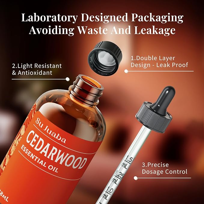 SU JUABA Cedarwood Essential Oil 4 Oz, 100% Pure Natural Aromatherapy Oil - Image 7