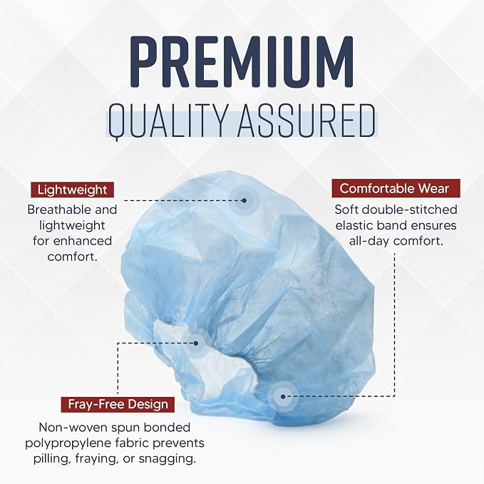 Medical Nation 21" Hair Net Disposable Bouffant Caps |Pack of 100, Non-Pleated - Image 3