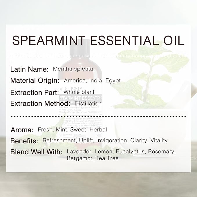 Spearmint Essential Oil 100ML, 100% Pure Spearmint Oil Aromatherapy Oil - Image 3