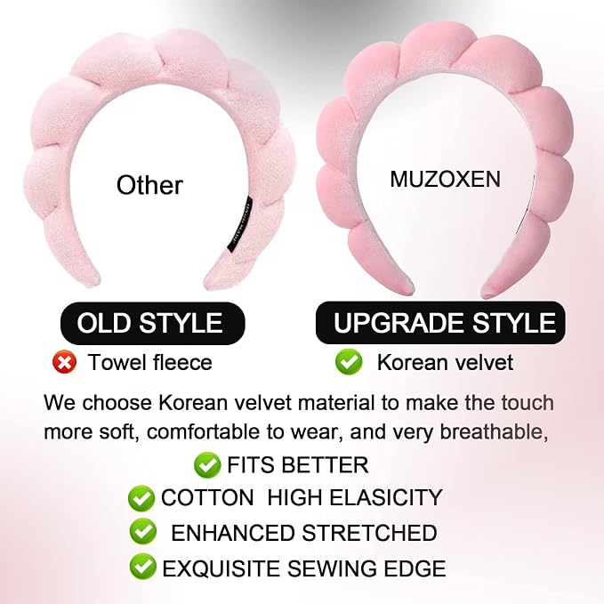 Luckybear Spa Headband for Washing Face, Velvet Makeup Headband, Bubble - Image 2