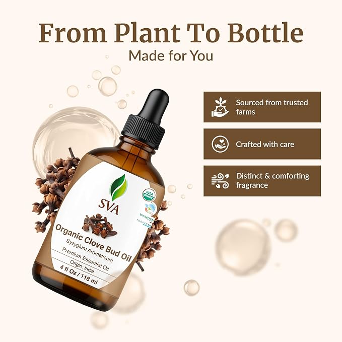 SVA Clove Essential Oil Organic – 4 Fl Oz – 100% Natural Organic Clove Oil - Image 4