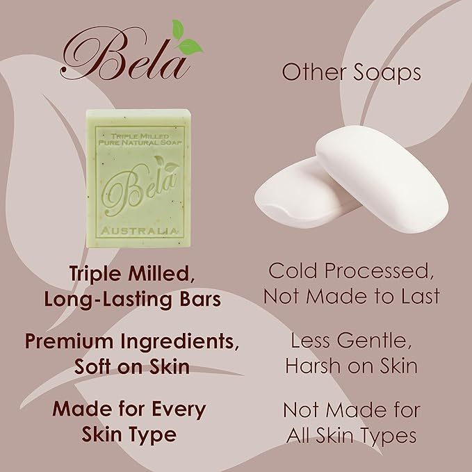 BELA Almond Soap 3.3 OZ Pack of 12, French Triple Milled Bar Soap - Image 4