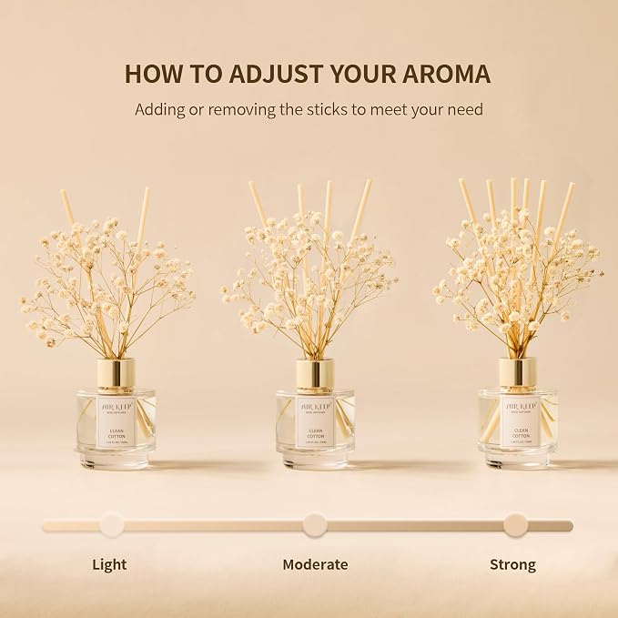 Airkeep Reed Diffuser Set of 3, Jasmine Mint Gardenia Freesia Pear Oil Reed - Image 4