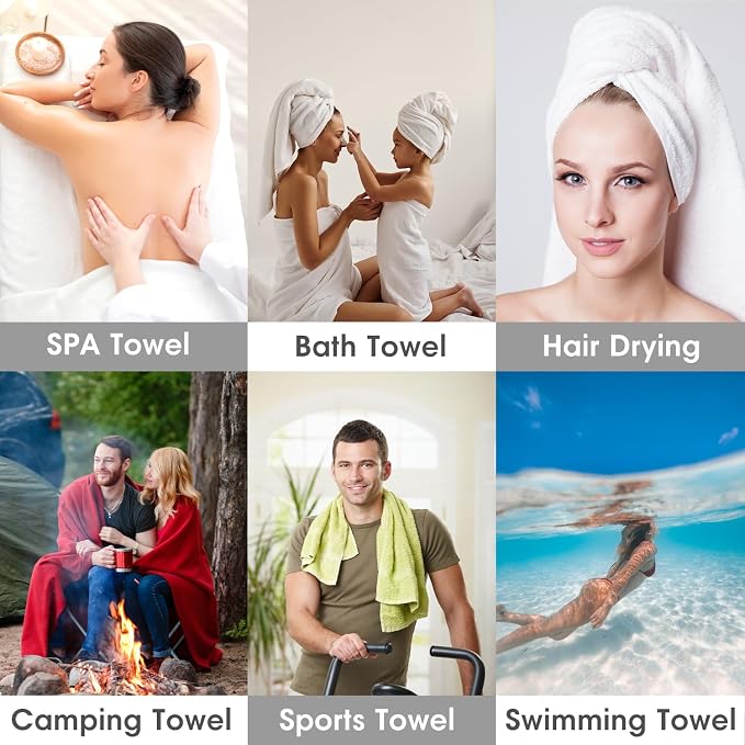 JML Microfiber Bath Towel Set, 6 Pack 30" x 60", Soft Absorbent Microfiber Hair - Image 7