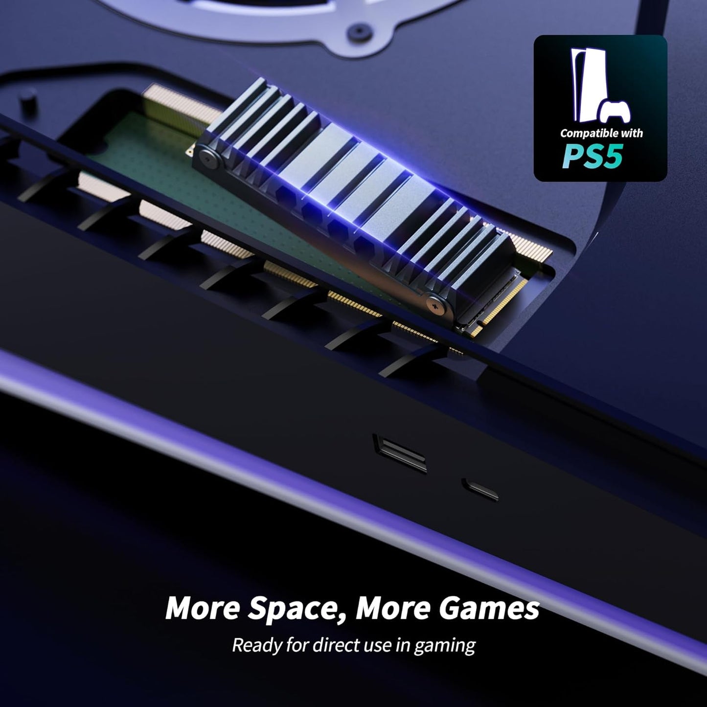 Yottamaster YS5 1TB SSD for PS5 Storage Expansion with Heatsink, M.2 PCIe 4.0 Gaming SSD Up to 7450MB/s, 3D NAND TLC, Internal Gaming Solid State Drive for PS5