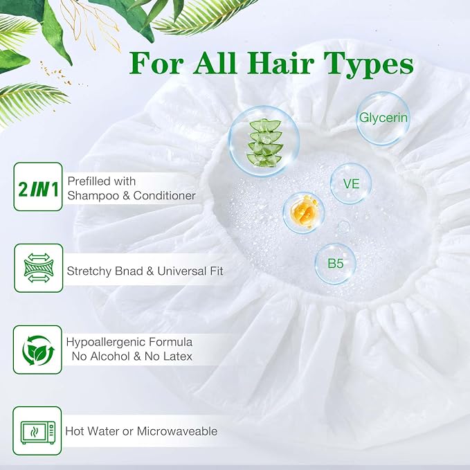 Shampoo Caps No Rinse, 6 Pack Waterless Shampoo Caps - Image 4