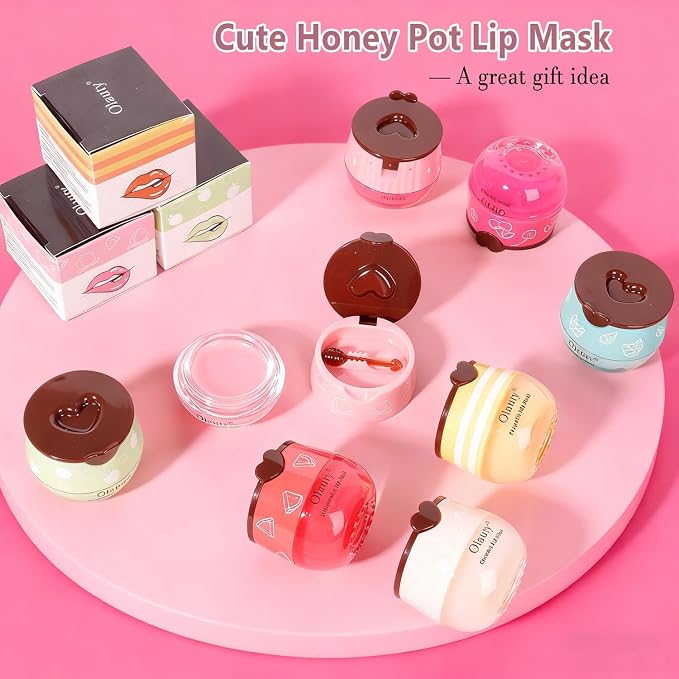 10 PCS Bee Lip Balm Honey Pot, Honey Lip Balm Bulk, Moisturising Sleep Lip Mask - Image 8