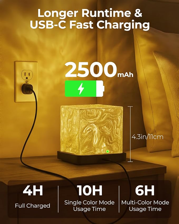 Rechargeable Shower Light Cube, 16 Color Ocean Wave Projector Light Battery - Image 4