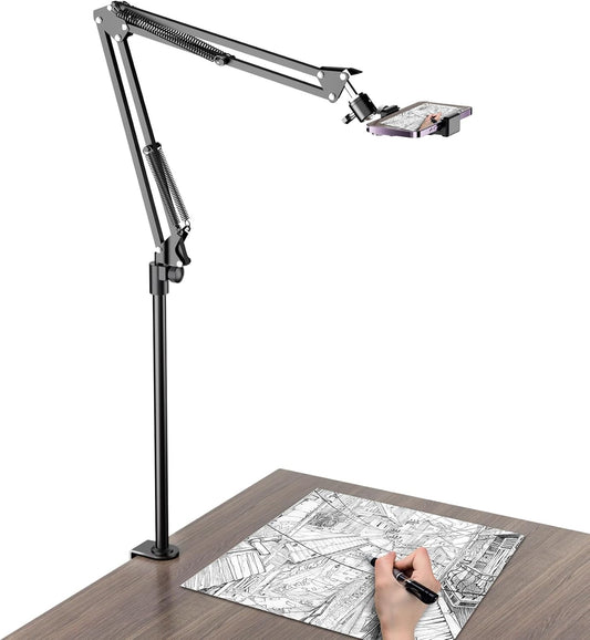 Tall Overhead Camera Mount, High Desk Phone Tripod Mount for Video Recording, Content Creator Essential Compatible with iPhone Compact Cam for Live/YouTube/TikTok