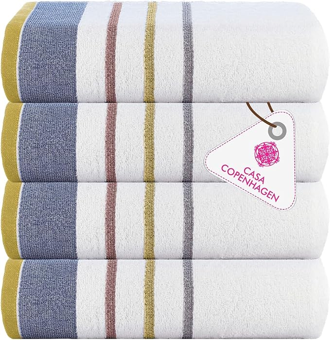 CASA COPENHAGEN White Bay 4Pcs 100% Egyptian Cotton Designer Hand Towels Gift by CASACOPENHAGEN