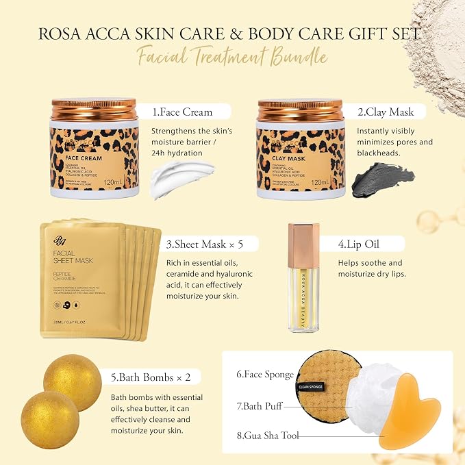 32 Pcs Mother's Day Gift for Mom, Leopard Facial Skin Care Set for Women - Image 4
