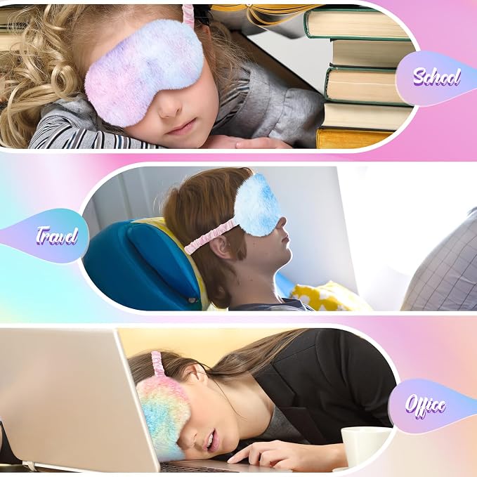 Geyoga 24 Pcs Plush Sleep Eye Mask Silk Furry Eye Covers - Image 6