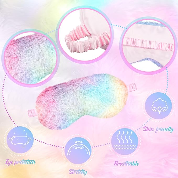 Geyoga 36 Pcs Plush Sleep Eye Mask Silk Furry Eye Covers - Image 3