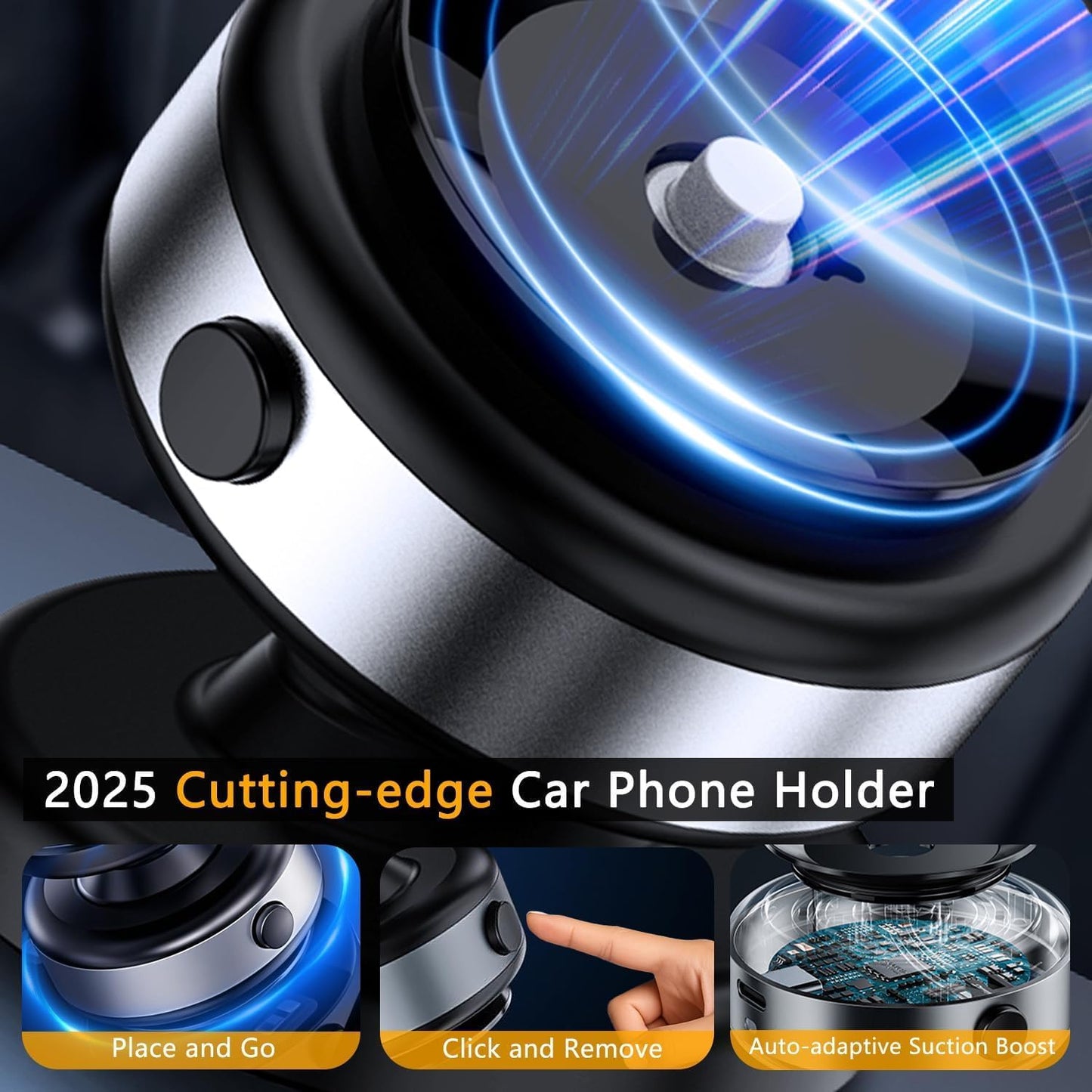 15W Wireless for MagSafe Car Mount Charger, 360° Adjustable Vacuum Magnetic Phone Holder Car Charger for iPhone 16 15 14 13 12, Suction Cup Phone Mount for Gym/Mirror