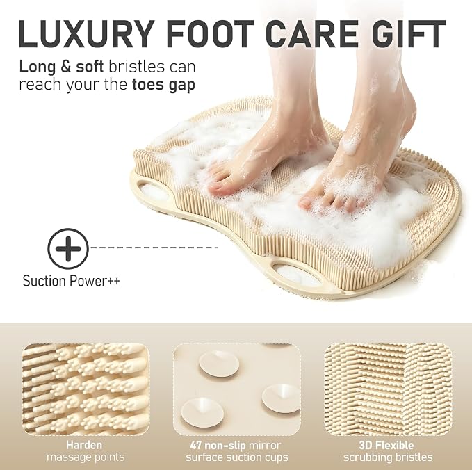 XL Shower Foot Scrubber Mat, Silicone Feet Massage Scrubber in Shower Clean - Image 3