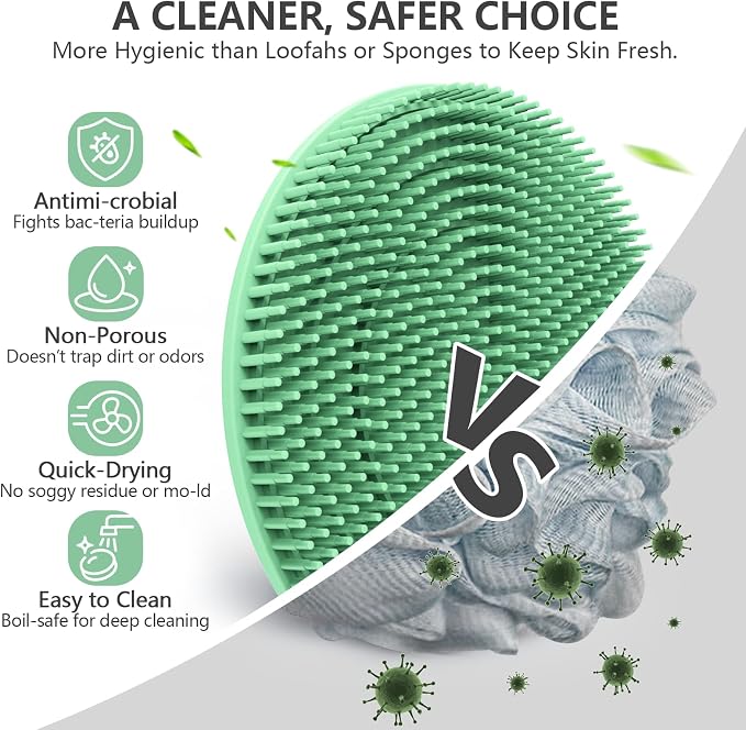 Silicone Body and Face Scrubber Set 3 Pack, BEAUTAIL Shower Bath Scrubber - Image 2