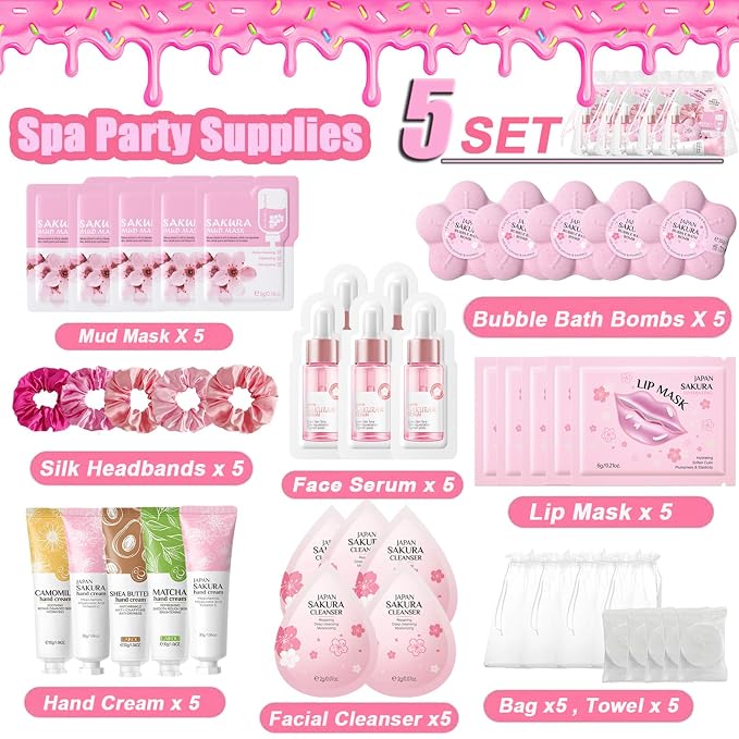 Spa Party Supplies for Women Girl, Face Cleanser, Hand Cream, Lip Mask - Image 3