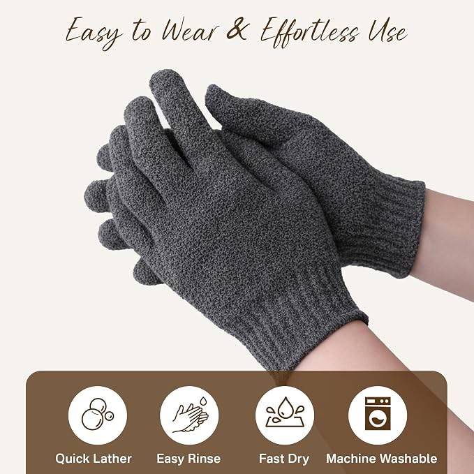 4 Pairs Exfoliating Gloves for Shower, Shower Gloves, Body Scrubber, Korean - Image 9