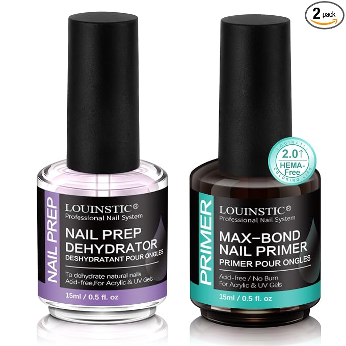 LOUINSTIC Nail Prep Dehydrator and Acid-Free Primer, Quick-Dry & Safe by LOUINSTIC