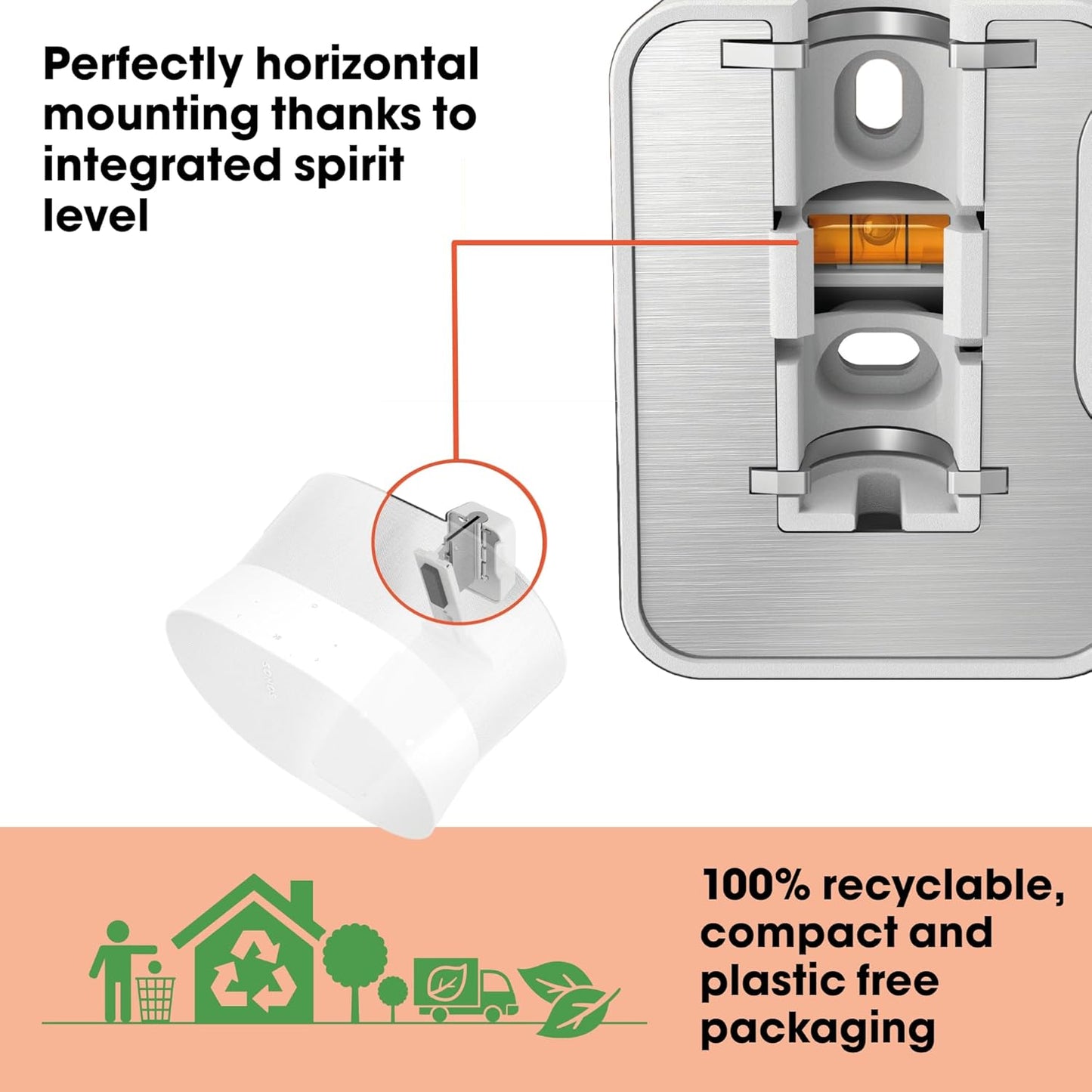 Vogel's SWM 4131 Speaker Wall Bracket for Sonos ERA 300, Max. 11 lbs (5 kg), Tiltable -30º/+30º, Swivels up to 60º (Left/Right), White, 1 Bracket