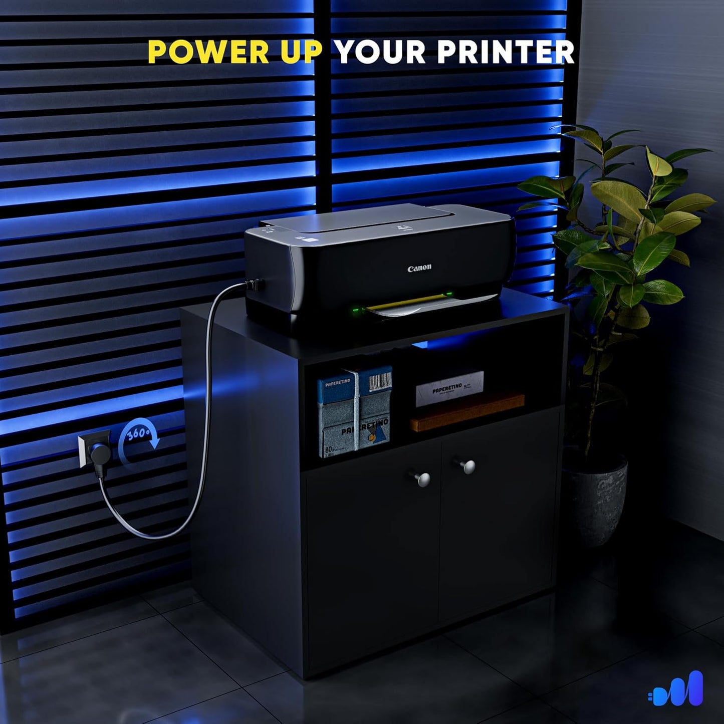 Maximm Monitor Computer Power Cord 15 Ft Flat Plug 360° Rotating PC Cable 3 Prong for, Desktop, Printer, Scanner, 16 AWG NEMA 5-15P to IEC13 - UL Certified