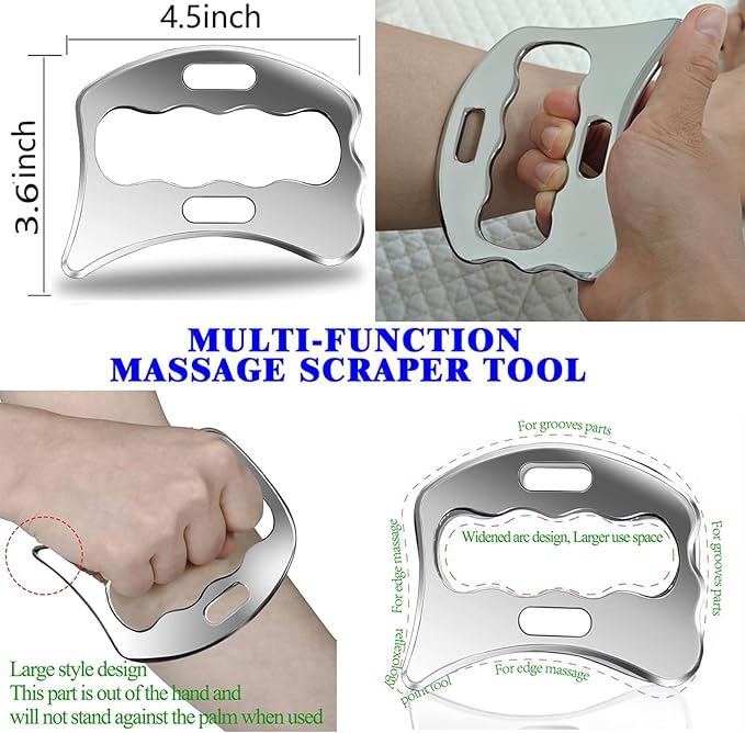 4 in 1 Muscle Scraper Tool Set, Stainless Steel Gua Sha Massage Tools, - Image 9