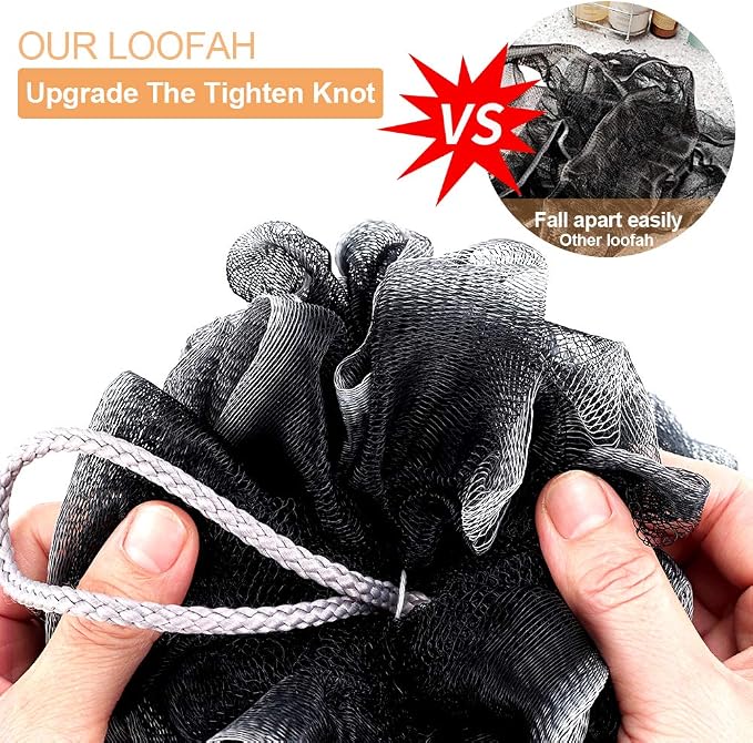 Loofah Bath Sponge, Novosun Soft Shower Sponge Set Extra Large Mesh Pouf - Image 2