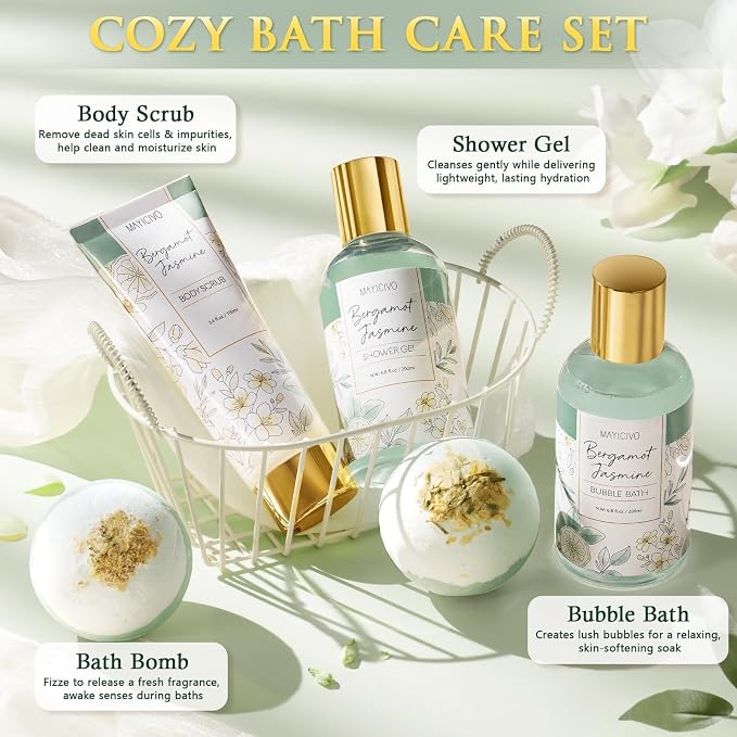 Mothers Day Birthday Gifts for Women, Bergamot Jasmine Relaxing Spa Gift - Image 4