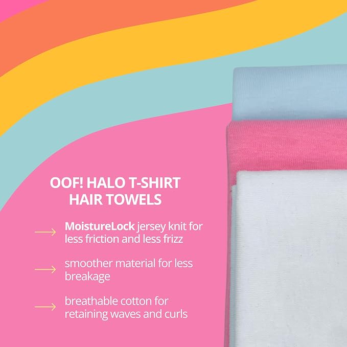 OOF! Halo T-Shirt Hair Towel | 100% Cotton Jersey Knit w/MoistureLock | No - Image 3