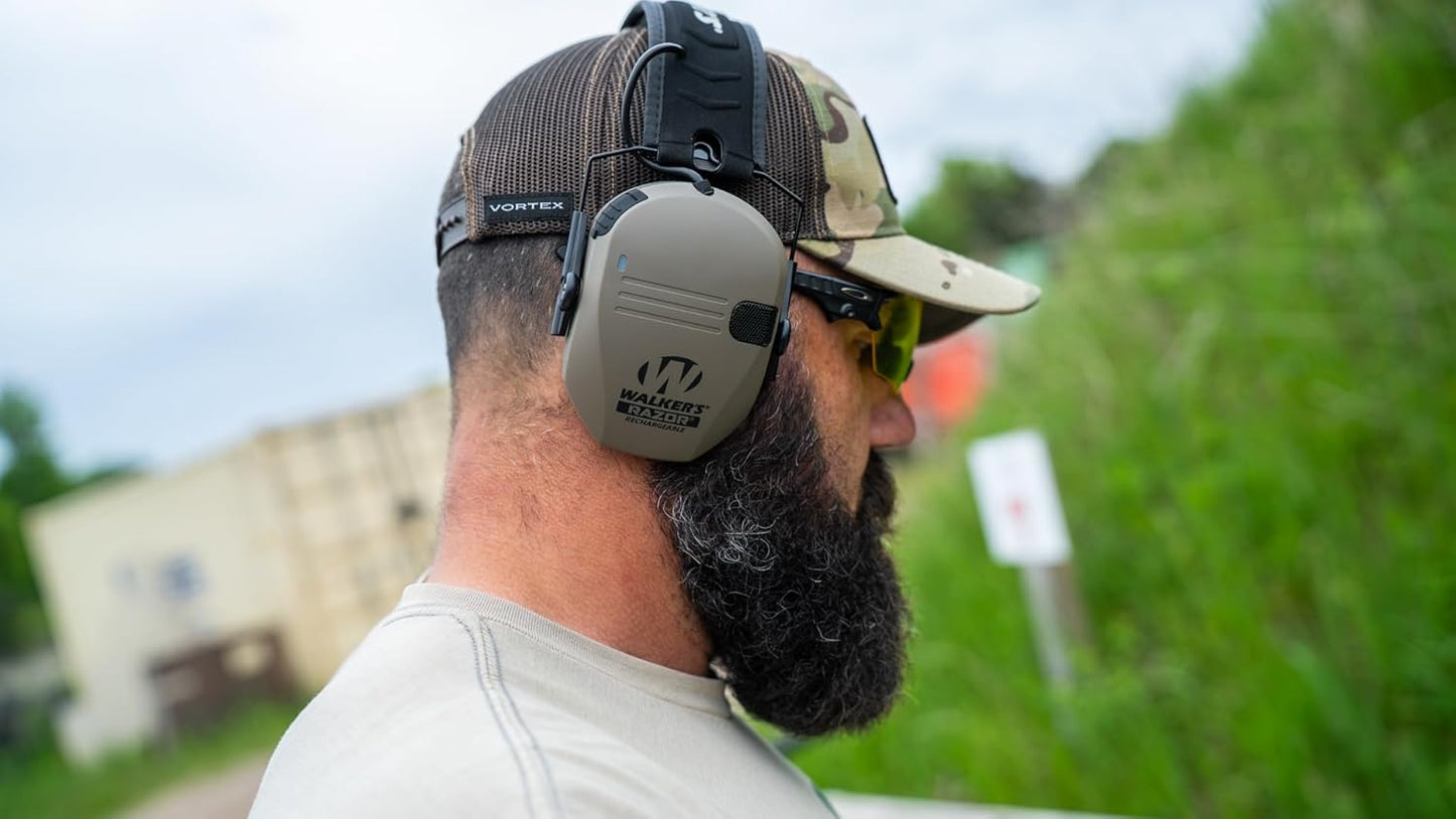 Walker's Razor Slim Ultra Low Profile Compact Design Adjustable Range Shooting Hunting Hearing Protection Electronic Earmuffs