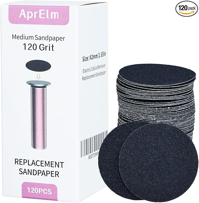 120pcs Replaceable Sandpaper for Electric Foot Callus Remover, by APRELM