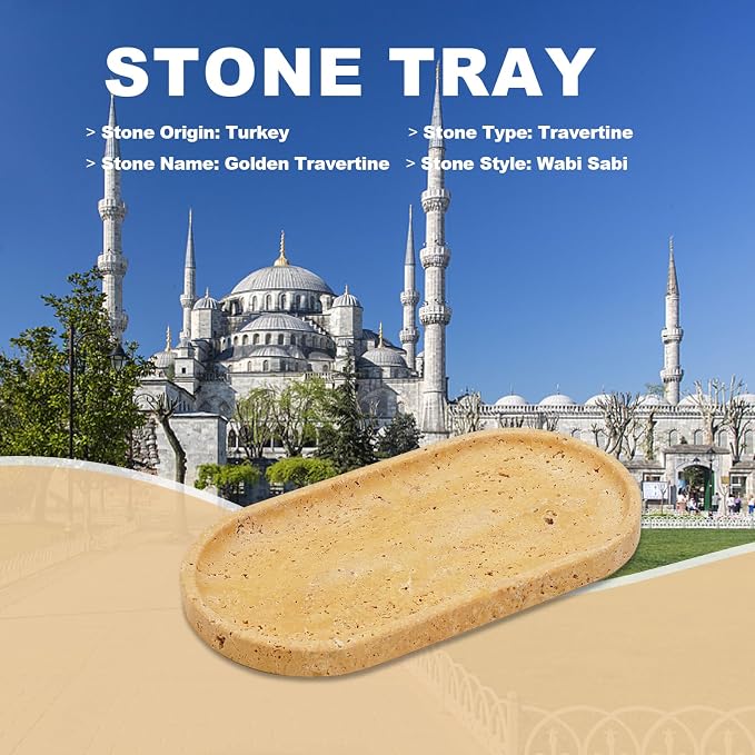Koville Turkish Natural Travertine Decorative Marble Tray - Image 7