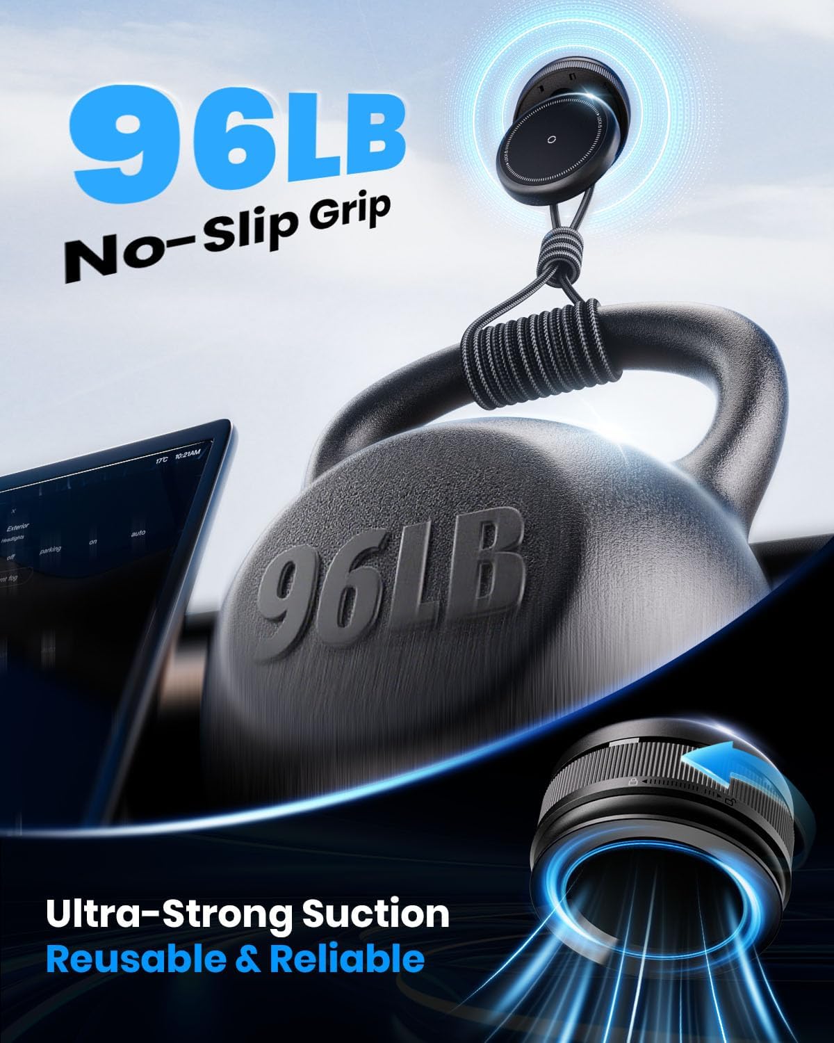 2 PCS Upgraded 360° Vacuum Magnetic Car Phone Holder for Magsafe [96+LBS Strongest Suction & 2800gf Strongest Magnetic], Adjustable Car Phone Mount for Your Car/Gym/Mirror/Shower for iPhone & Android