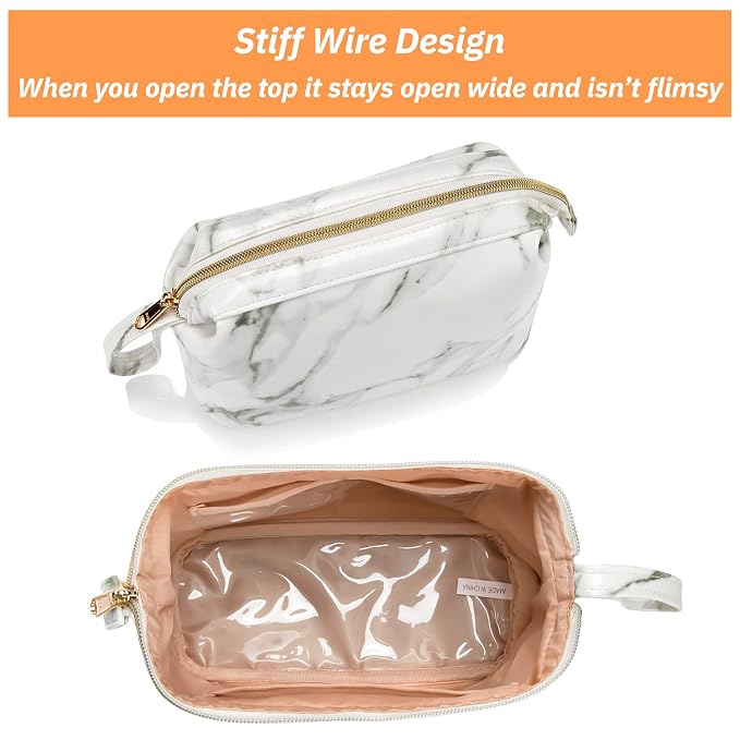 OCHEAL Small Marble Makeup Bag, Small Cosmetic Bags - Image 4