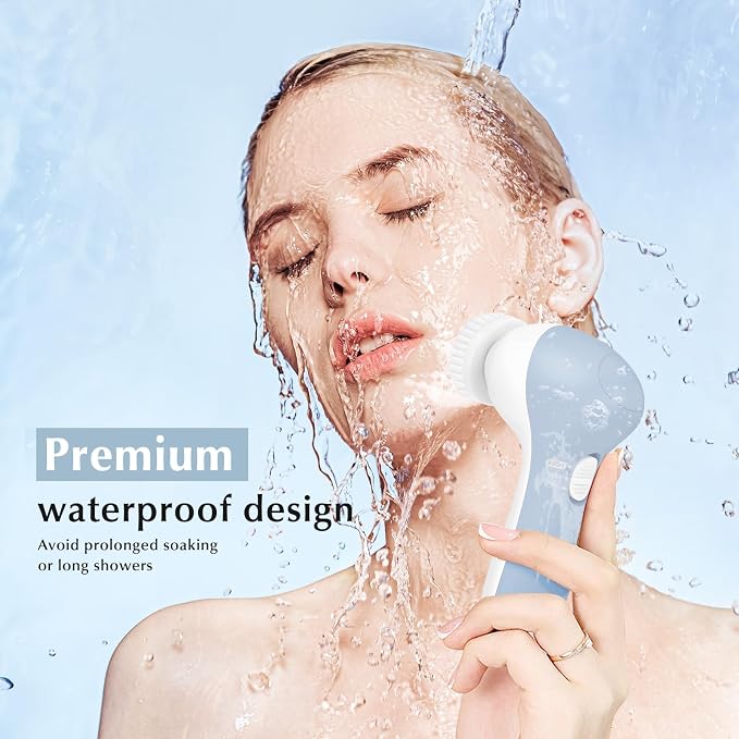 COSLUS Facial Cleansing Brush Silicone Face Scrubber: 7 in 1 FBS-D Electric - Image 6