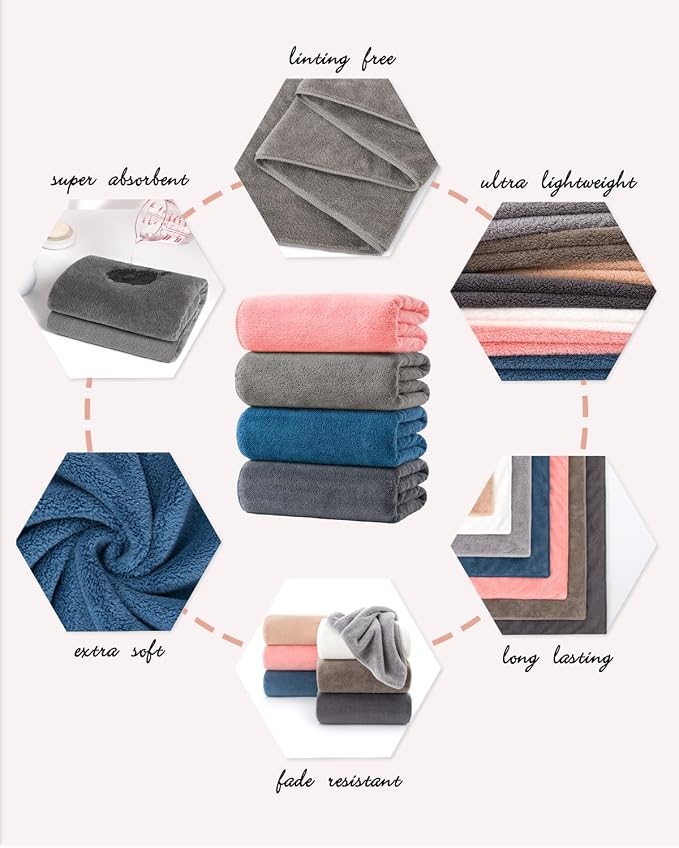 Lumimi 8-Piece Soft Microfiber Towel Set Incredibly Absorbent Lightweight Quick - Image 4