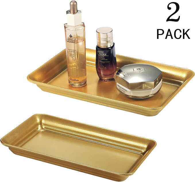 Vintage Farmhouse Decor Metal Vanity Tray, Countertop Guest Hand Towel Storage - Image 2