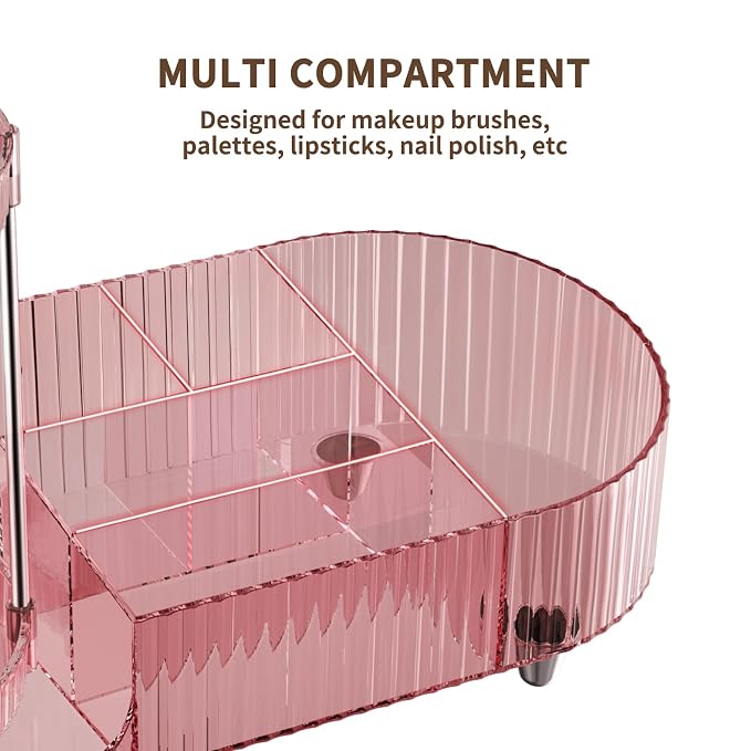 360 Rotating Makeup Organizer for Vanity, 2 Perfume Trays - Image 4